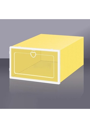 Pembe 2 Adet Ayakkabı Kutusu Kalp Çekme Halkası İle Kolay Montaj Plastik Çekmece Tipi Ayakkabı Kutusu Ev Depolama Pembe