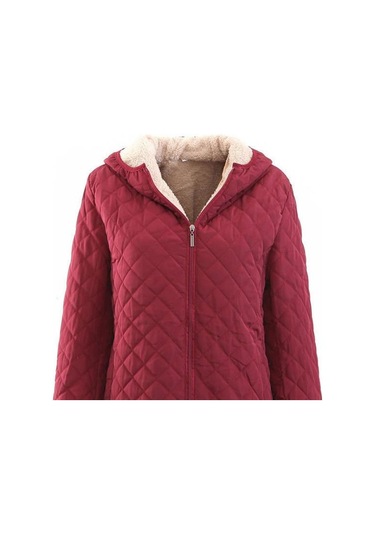 Kadın Kapşonlu Pamuk Ceket Sıcak Uzun Kollu Düz Renk Kapitone Fermuar Cep Rahat Gevşek Fit Kadın Ceket Siyah