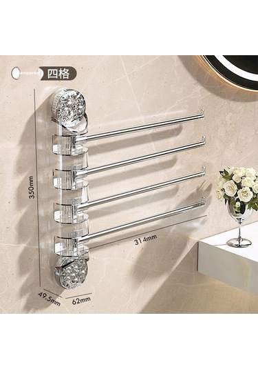 Yifomall Banyo Şemsiyesi Rakusu - Delme Yok Sürekli Döner 4 Çubuklu Cam Altın Renkli Sıralayıcı - Konforlu Montajlı Mutfak/ofis Depolama Aleti Diğer