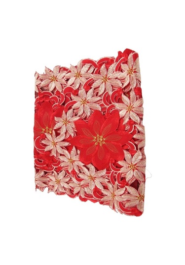 Ulzyvf Restoran Partisi Örtüsü, Noel Masa Kırmızı İşlemeli İnç İçin, 15x70 Bl Kırmızı