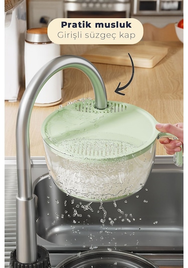 Dayanıklı Saplı Şeffaf Sebze & Meyve Süzgeci Kolay Yıkama Ve Süzme Gri