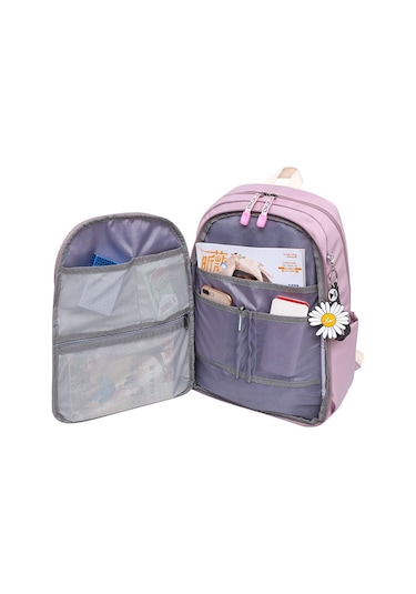 Kore Tarzı Şık Ve Fonksiyonel Büyük Kapasiteli Kız Öğrenci Sırt Çantası, Okul Ve Günlük Kullanım İçin Moda Tasarım Gri