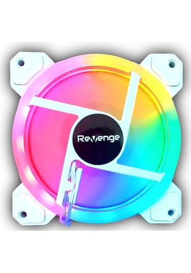 Revenge Beyaz 12cm Sabit Yanan Rainbow Kasa Fanı Molex Bağlantılı Led Bilgisayar Fanı