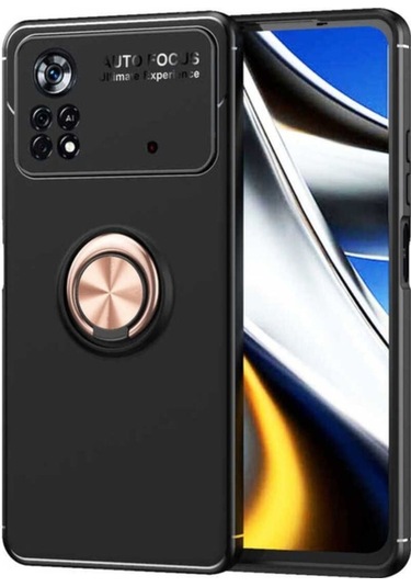 Xiaomi Poco M4 Pro 4g Kılıf Zore Ravel Silikon Kapak Siyah-Rose Gold