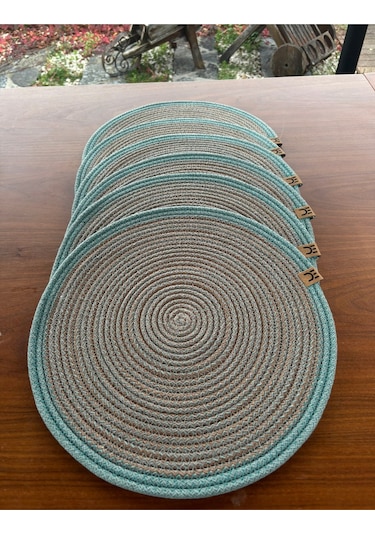 6 Lı Yuvarlak Supla Takımı Kolay Temizlenebilir, Modern Sofralar İçin Yeşil - Kahverengi