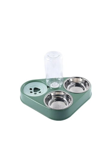 Techtic 3in1 Kedi Köpek Mama Su Kabı Paslanmaz Çelik Mama Kabı