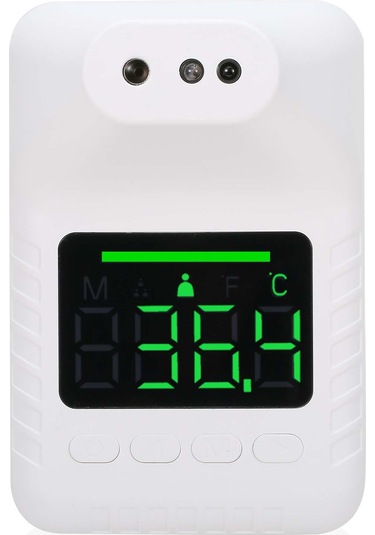 Ruicoo K3x Duvar Montajlı Entegre Isı Ölçer - Dokunmadan Entegre Sıcaklık Ölçümü, 6 Dilli Sesli Bildirim, 3 Renkli Alarm, 50 Kayıt Pil Yok