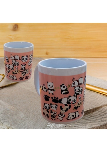 Panda Tasarımlı Kupa Bardak Siyah