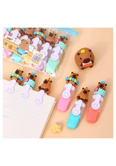 Sevimli Tatlım Mini Renkli Meyve Kızı Model, Göz Yormayan Fosforlu Kalem 6'lı Set Çok Renkli