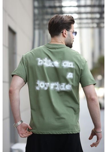 Madmext Haki Baskılı Basic Erkek Tişört E7150 Haki