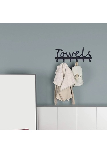 Novahub Modern Banyo Askısı - Pratik Siyah Çelik Duvar Tipi Siyah