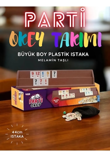 Büyük Boy Okey Takımı 42 Cm Plastik Istakalı Melamin Taşlı Parti