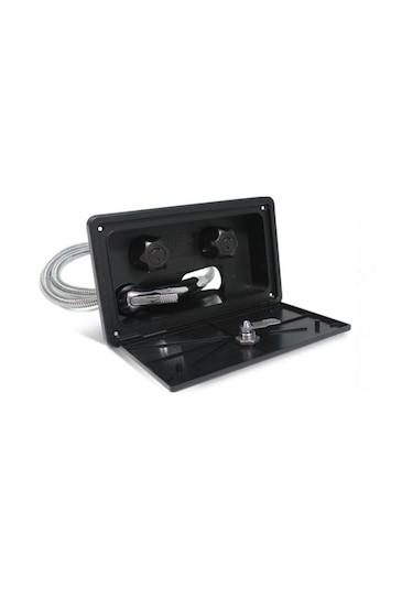 Kilitli Dış Duş Kiti -Sıcak Soğuk Musluklu-Siyah Renkte