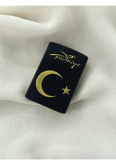 Çakmak Pürmüz Ayarlanabilir Mavi Gazlı Doldurulabilir Ay Yıldız Çakmak