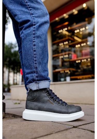 Pabucmarketi Bağcıklı Erkek Sneaker Bot Antrasit Çok Renkli