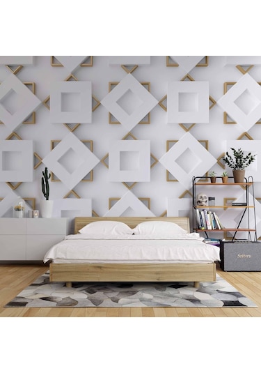 3 Boyutlu Geometrik Şekilli Duvar Kağıdı Baskı