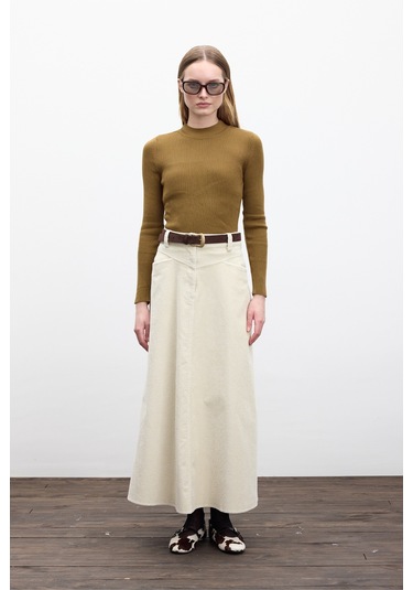 Fitilli Kadife Uzun Etek Vanilya Vanilya