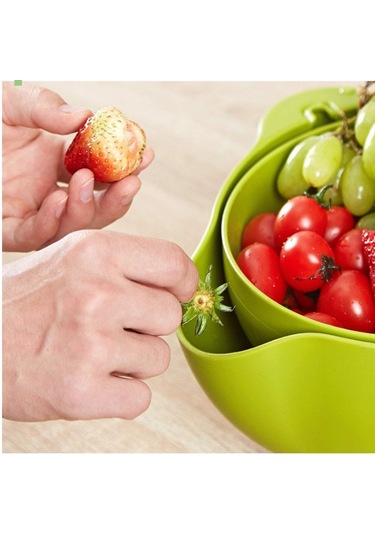 Çok Amaçlı 360 Derece Dönebilir Pratik Hazneli Mutfak Süzgeç Elek Çok Renkli