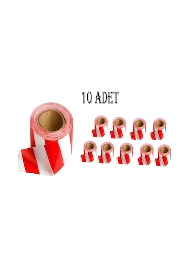 500 Metre Çok Amaçlı Emniyet Şeridi Kırmızı Beyaz X 10 Adet