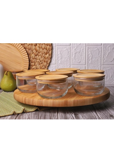 Bambum Duo 300ml 7'li Tepsili Bambu Silikonlu Kapaklı Hava Aldırmaz Cam Kahvaltılık Diğer