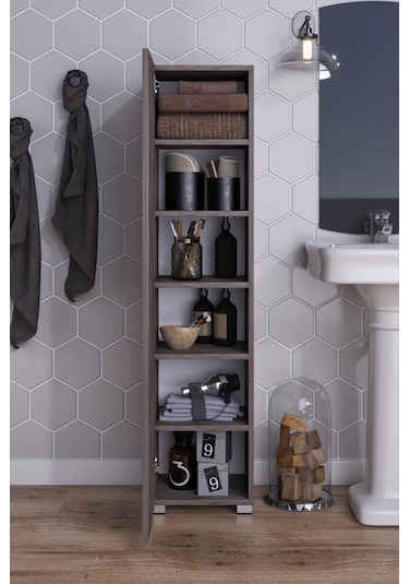 Boy Banyo Dolabı Çok Amaçlı Dolap Kiler Dolabı Gri