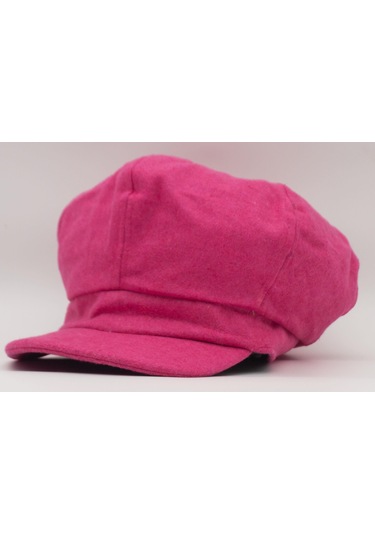 Şapkadan Kadın Yünlü Vintage Kasket Retro Kışlık Şapka 45645dr56704 Koyu Pembe