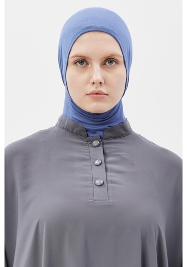 Kadın Tesettür Pratik Boyunluklu Hijab - Sporcu Bone Açık Kot Açık Mavi