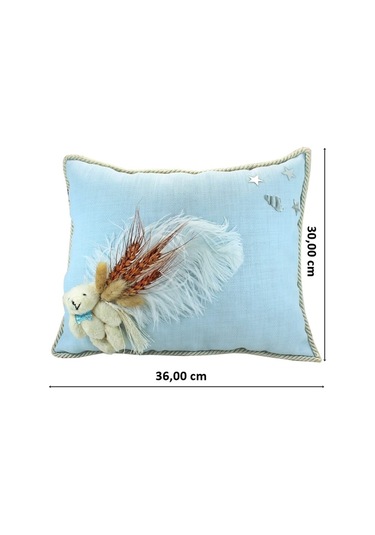 Süslebabypartystore Kuru Çiçek Tanzimli, Ayıcıklı, Takı Yastığı, Mavi