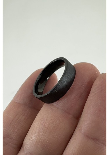 6mm Fırçalanmış Mat Düz Kadın Erkek Çelik Alyans Yüzük Cl46 Siyah