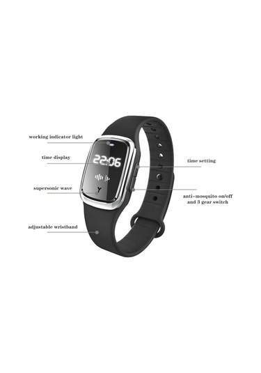 Youtek Sıcaklık Ölçer Ve Saat Fonksiyonlu, Fiziksel Yöntemle Uyku Yardımı Sağlayan Siyah Dış Mekan Uçucu Kovucu Akıllı Bileklik