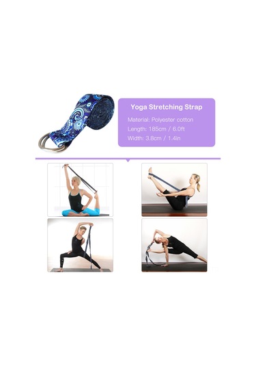 Monyee Siyah Desenli Pilates Ve Yoga Germe Kayışı - 185cm Uzunlukta, Yumuşak Ve Dayanıklı, Metal Ayarlı Halkalı, Vücut Germe Ve Egzersiz Yardımı Diğer