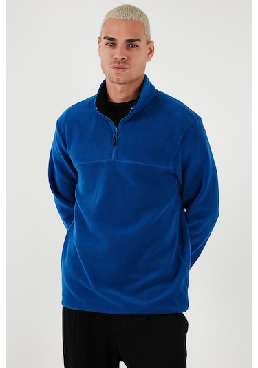 Buratti Regular Fit Anti-Pilling Tüylenme Yapmayan Dik Yaka Kalın Kışlık Şardonlu Erkek Polar 5896700 Saks