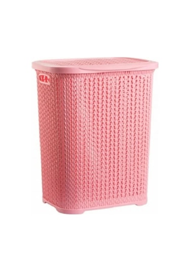 Büro Ev Ofis Düzeni İçin 52lt Pembe Örgü Desenli Kirli Çamaşır Sepeti Diğer
