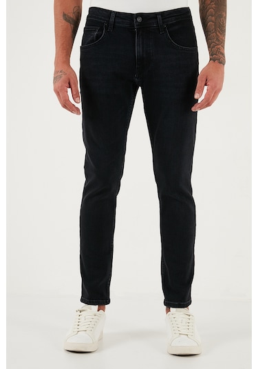 Buratti Streç Pamuklu Slim Fit Yüksek Bel Dar Paça Jeans Erkek Kot Pantolon 3300C14Tokyo Siyah