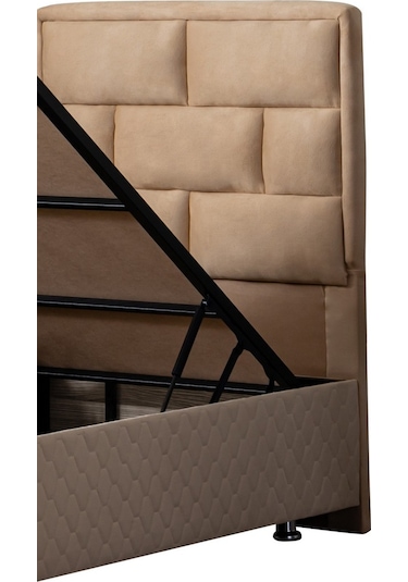 Setaymobilya Diego Tek Kişilik Bej Baza + Başlık + Deluxe Ortopedik Yatak