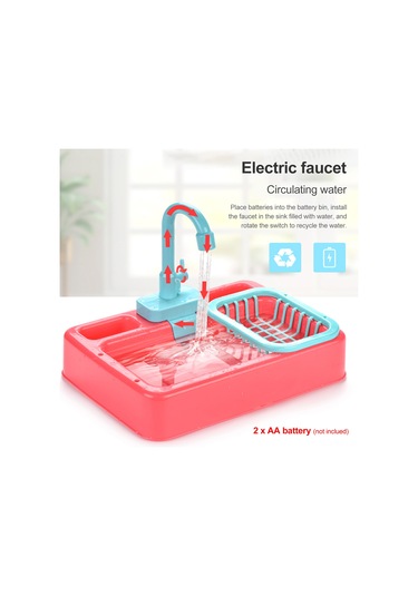 Gajeena Çocuklar İçin Elektrikli Mutfak Lavabo Oyuncak Seti, Turuncu, Su Döngüsü Sistemi Ve Eğitici Özellikler, 8 Parça Meyve Sebze Ve Beste Takımı