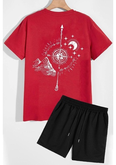 Pusula Şort T-shirt Eşofman Takımı Kırmızı