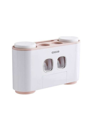 Novahub 5 Yuvalı 4 Bardaklı 2 Diş Macunlu Duvar Askısı, Yapışkanlı Beyaz Pratik Organizatör Mutfak Banyo Organizasyonu İçin İdeal Beyaz