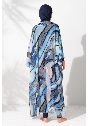 Pierre Cardin Kadın Mavi Desenli Kaftan Pareo 2c3t1n9m80