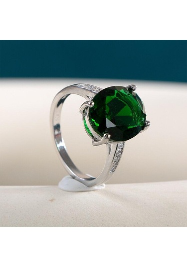 Pomoiii Lüks Zümrüt Yüzük 925 Gümüş Kaplama Yüzükler Kadınlar İçin Vintage Yıldönümü Partisi Yüzük Zarif Bayan Takı Romantik 6 Yeşil