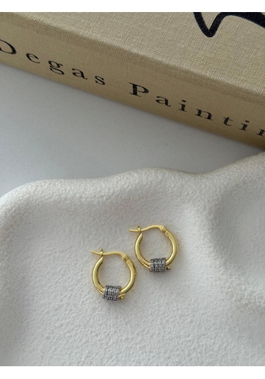 Özel Seri Zirkon Taşlı Halka Küpe Altın