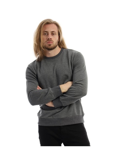 Erkek Bisiklet Yaka 3 İplik Sweat Antrasit