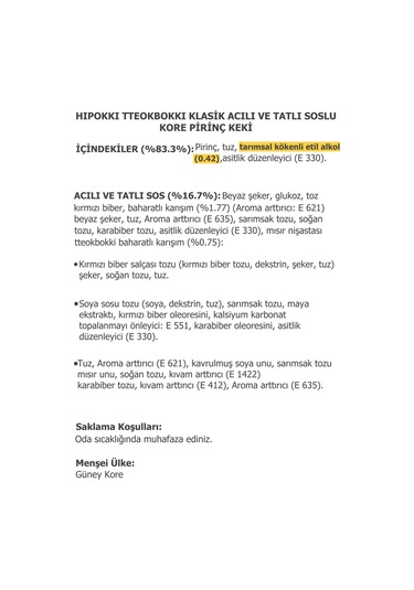 Hipokki Aci Ve Tatli Soslu Kore Tteokbokki Pirinç Keki 120gr 10'lu Set