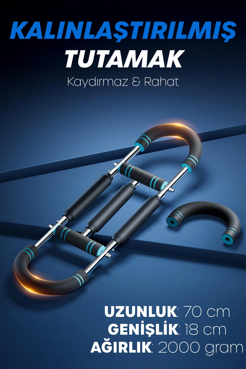 3x Power 35-60kg Ayarlanabilir Üçlü Metal Yaylı Göğüs & Kol Full Body Egzersiz Aleti Fitness Bar