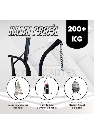 Salıncak Askı Demiri Bahçe Rattan Örgü Armut Salıncak Demiri + Askı Zincir Siyah