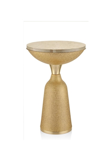 Seta Textured Dark Mermer Sehpa Gold 42 42 57 Cm Gold