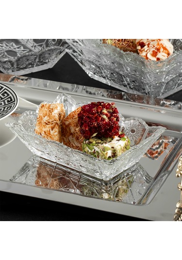 Porsima Almina 6'lı Kahve Yanı Lokumluk Sunumluk Cam Kase Seti