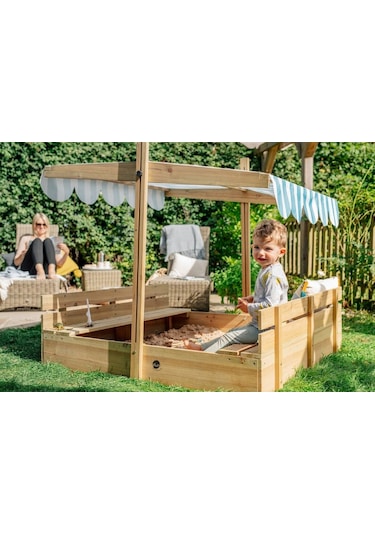 Plum Gölgelikli Ahşap Kum Havuzu Çok Renkli