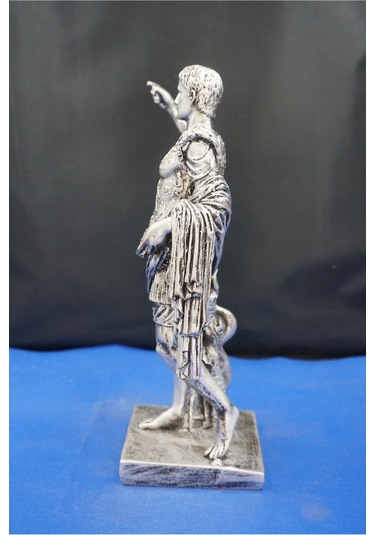Sezar Augustus Roma İmparatoru Heykeli - 33 Cm Dekoratif Biblo, Ev & Ofis Hediyelik Aksesuar Gümüş