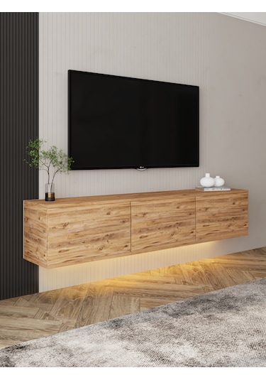 NEON (atlantik çam) IŞIKLI DUVARA MONTE TV ÜNİTESİ